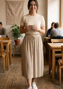Beige A-line Skirt