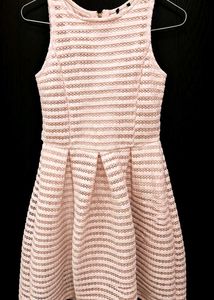Chic Pink Lace Striped Dress