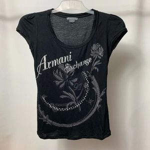 Black Y2k Style Armani Exchange Graphic Tee