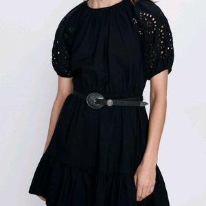 Chic Black Broderie Anglaise Mini Dress