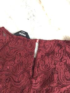 Maroon Lace Fit &amp; Flare Dress