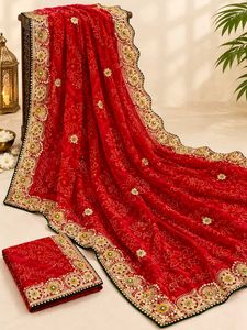 Women’s Red Traditional Bandhani Style Saree with