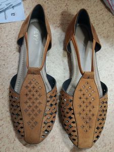 Unused Footwear Stylish Brown Flats (Size