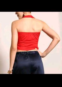 Chic Red Halter Neck Crop Top