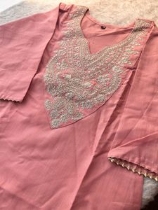 Pink Embroidered Kurta Set with Dupatta