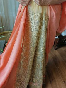 Gold Peach Saree+ 2 blouses