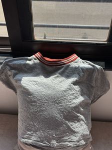 Grey Ringer Neck T-Shirt