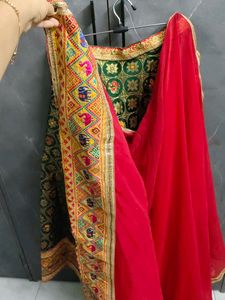 Embroidered Green Ethnic Skirt with dupatta