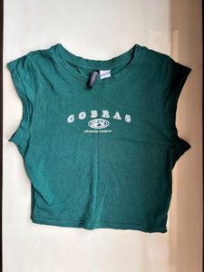 H&M Green Graphic Cropped T-Shirt