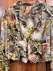 Chic Animal Print Cropped Blazer