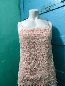 Peach Lace Tank Top