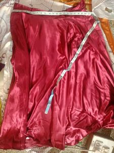 Marron satin Dandiya skirt with blouse