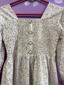Chic Smocked Floral Square Neck Top