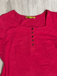 Chic Pink Ruffled Hem Dress