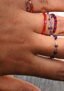 Boho Beaded Stacking Rings- Handmade