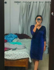 Sparkly Blue V-Neck Dress