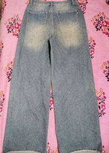 Wide Leg Blue Denim Jeans