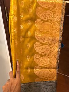 Vibrant Yellow Silk Saree