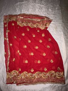 Elegant Red Embroidered dress material