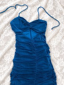 Stunning Royal Blue Ruched Velvet Dress