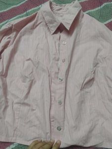 Classic Pink Striped Cropped Shirt