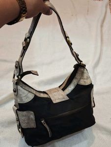Stylish Black &amp; Silver Hobo Bag