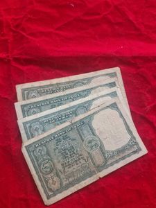 4 pcs Vintage Indian Five Rupees Banknotes