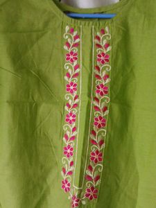 Lime Green Embroidered Kurta