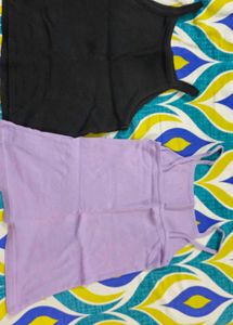 2x Camisole Tops - Black &amp; Lavender