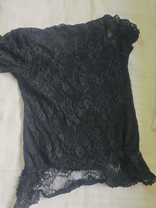 Black Lace Short Sleeve Top