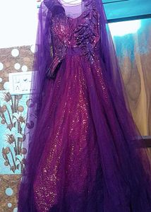 Elegant Purple Embellished Gown