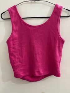 Mango Pink Ribbed Cut-Out Tank Top