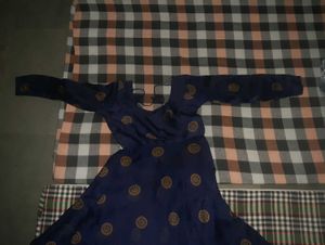 Elegant Blue Printed Anarkali Gown