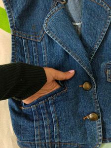 Denim Vest with Button Details