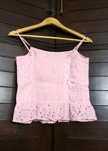 Fyre Rose Strappy Square-Neck Schiffli Top