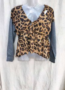 46209. Leopard Print Peplum Top