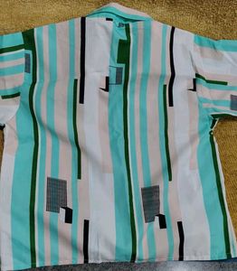 Mint Green Striped Crop Shirt