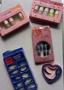 Fake Nails & Eyelashes & Nail polish Bundle