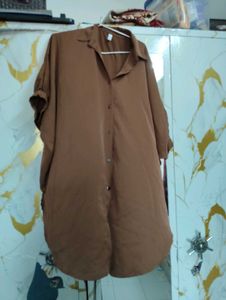 Brown Oversized Shirt Tunic
