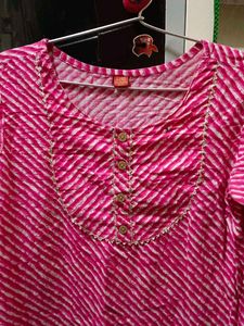 Pink Striped Kurti