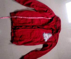 Red Zip-Up Jacket with Sequin Embellishment