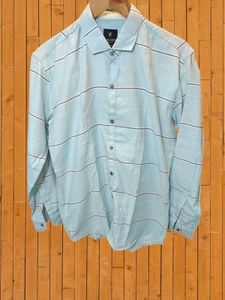 Men's Light Blue Striped Casual Shirt
