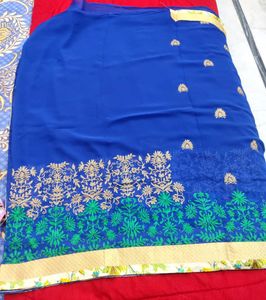Elegant Blue &amp; Green Saree