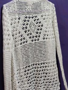 Chic Crochet White Cardigan
