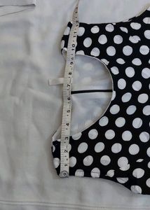 Black Polka Dots Dress/midie
