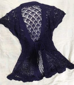 Purple Crochet tie-front Cardigan