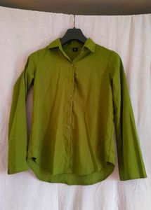 Olive Green Long Sleeve Button-Down Top