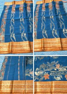 Elegant Blue &amp; Gold Saree