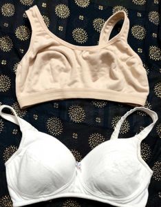 Jockey White Padded Bra With Nude Sports Innerwear
