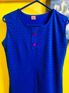 Blue Round Neck T-shirt For Women